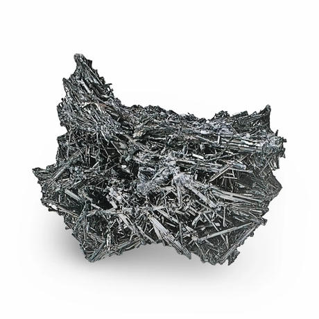 Metallic mineral specimen on a white background