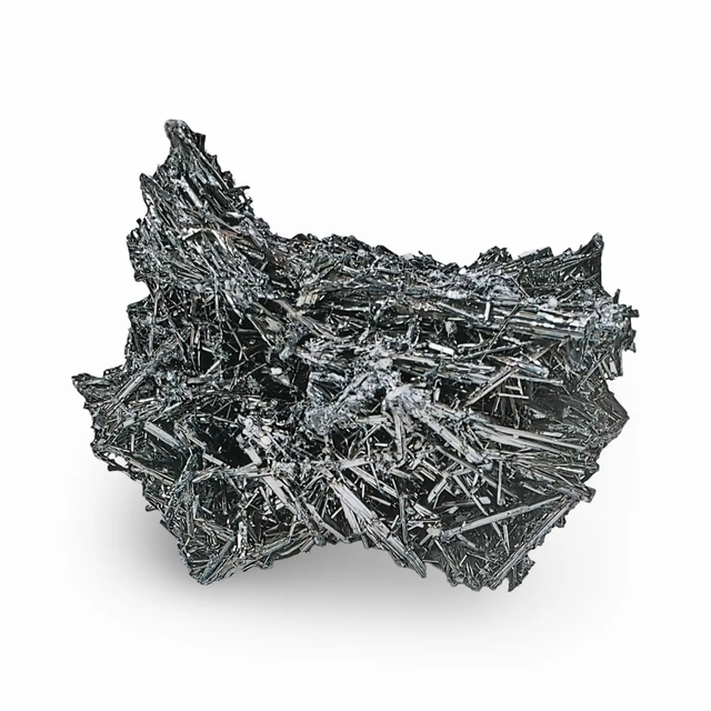 Metallic mineral specimen on a white background