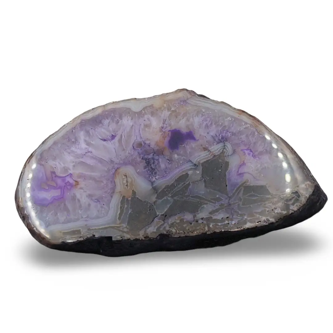 Stone - Purple Agate Geode Slice - 556 g Specimen