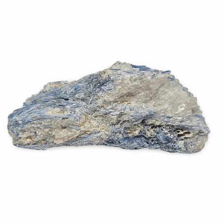 Kyanite specimen, natural rough rock with blue-gray metallic sheen; 9 in long, 2330 g