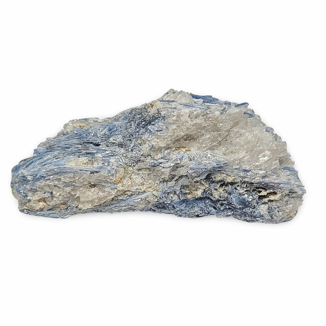Kyanite specimen, natural rough rock with blue-gray metallic sheen; 9 in long, 2330 g