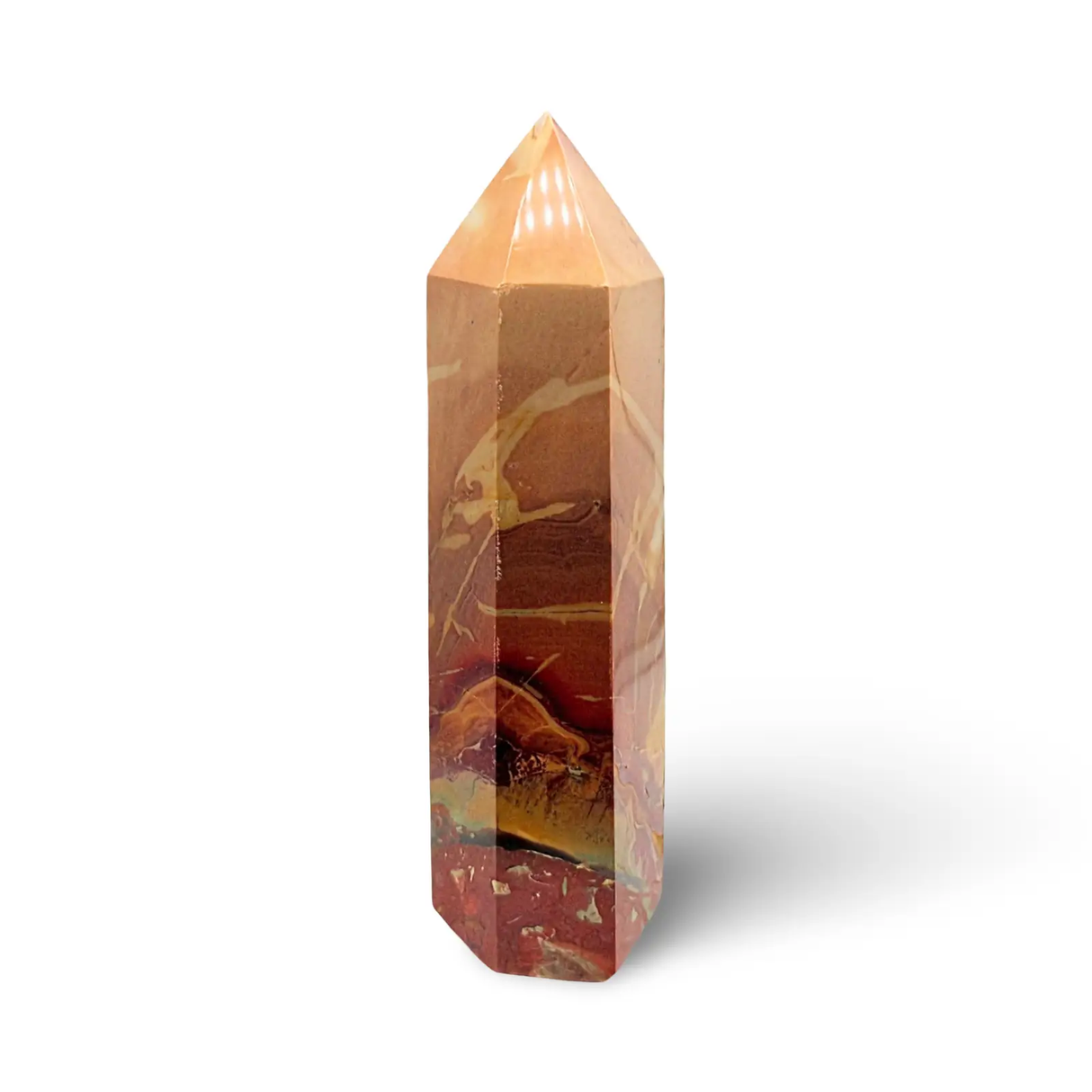Obelisk sculpture in desert jasper, 9.5 inches tall, 1515g.