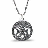 Necklace - Triple Moon Goddess - Antique Silver
