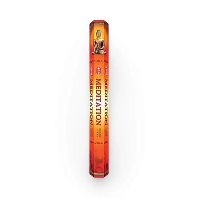 Incense Sticks Hem Meditation 20-stick pack in orange box with Buddha artwork