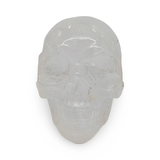 Skull sculpture carved from clear quartz, 3.5 in tall, by Pür Sérénité