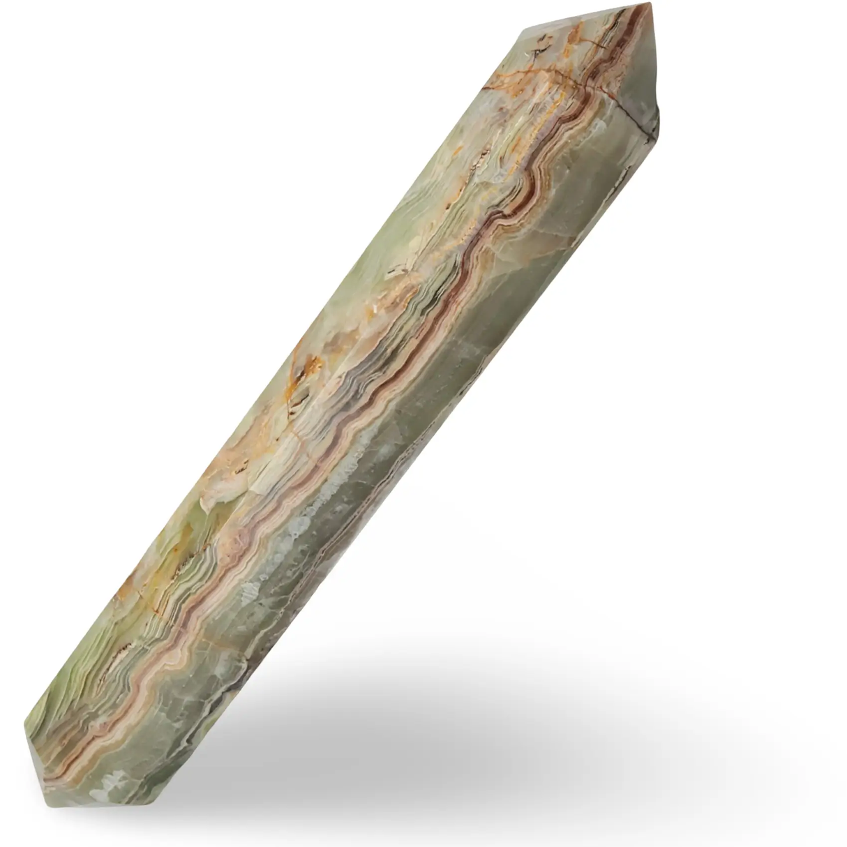 Stone Specimen – Green Onyx – Double Terminated Point – 14" – 2kg – Hand-Carved in Pakistan