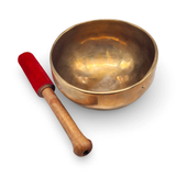 Singing bowl, handmade copper with red-felt striker, 4-inch diameter