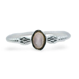 Ring - 925 Sterling Silver - Oval Small Gemstone 8 Rose Quartz