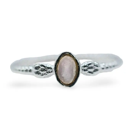 Ring - 925 Sterling Silver - Oval Small Gemstone 8 Rose Quartz