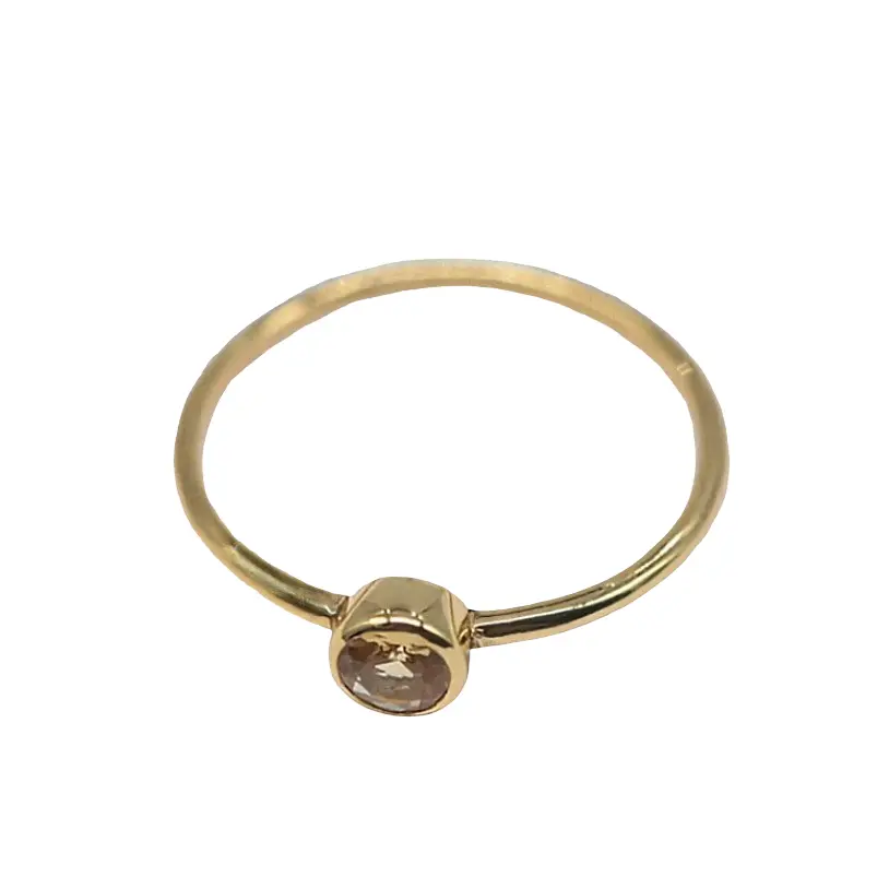 Ring - 925 Sterling Silver - Gold-Plated (1 micron) - Rond Gemstone Citrine