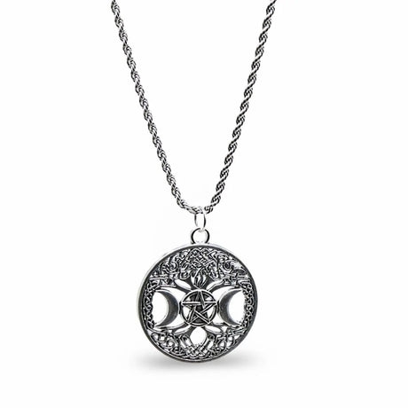 Necklace - Triple Moon Goddess - Antique Silver