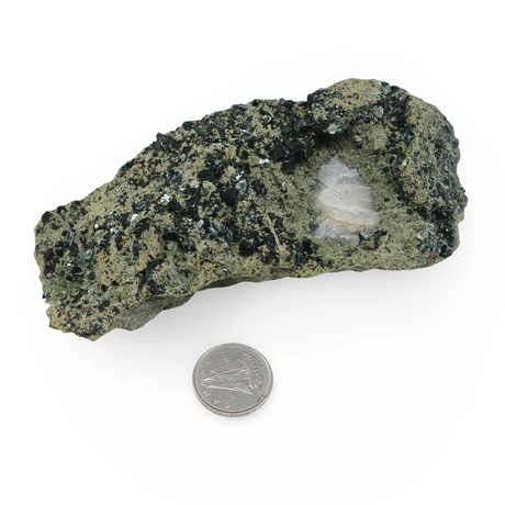 Stone - Epidote with Crystal Quartz on Matrix Specimen - Mexico - Rough - 162g