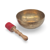 Two-piece singing bowl and mallet set, handmade copper 8-inch with red felt mallet