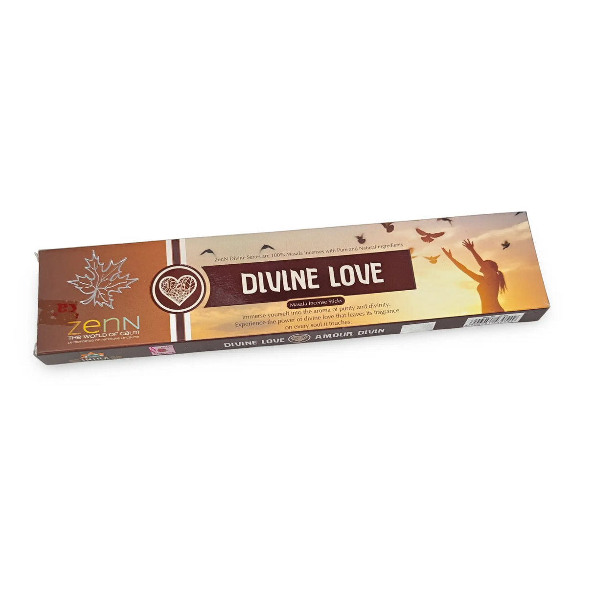 Goloka Zenn Divine Love incense sticks box, 15g, colorful gradient packaging