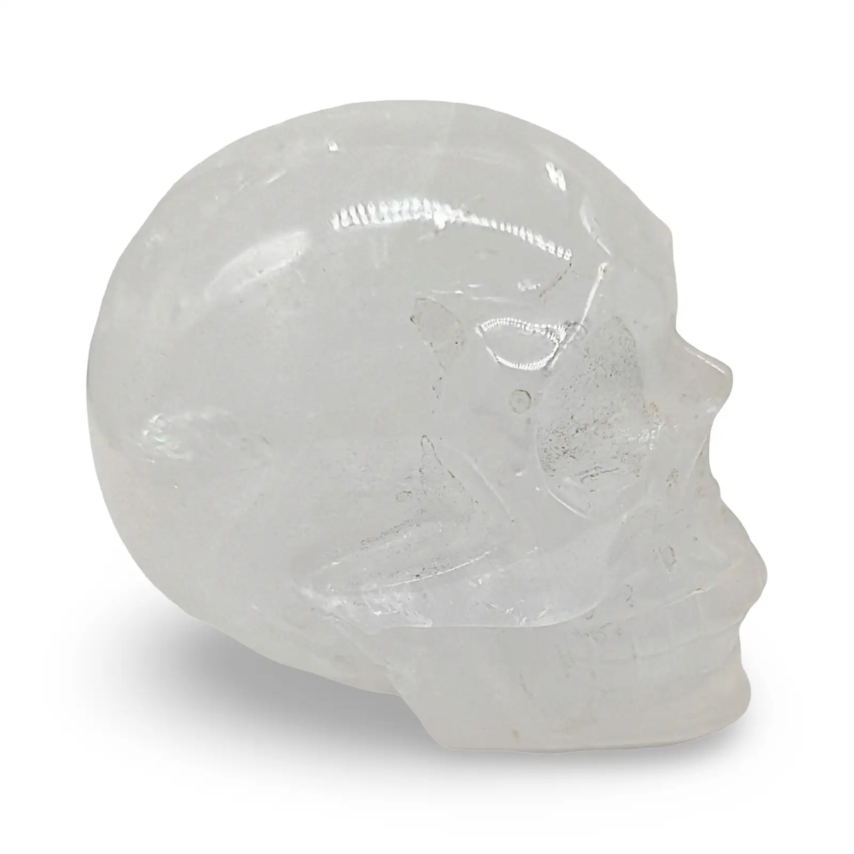 Skull sculpture in clear quartz, 3.5 inches, by Pür Sérénité