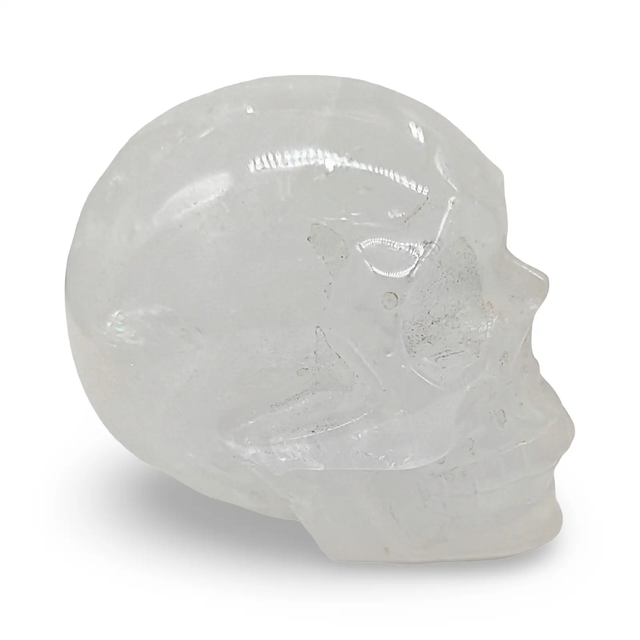 Skull sculpture in clear quartz, 3.5 inches, by Pür Sérénité