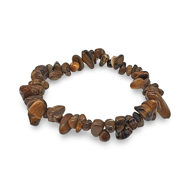 Bracelet - Tiger Eye - Chips; brown polished tiger eye beads on a two-strand beaded bracelet