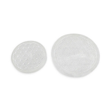 Pür Sérénité selenite charging plates with Flower of Life motif, two round silver discs